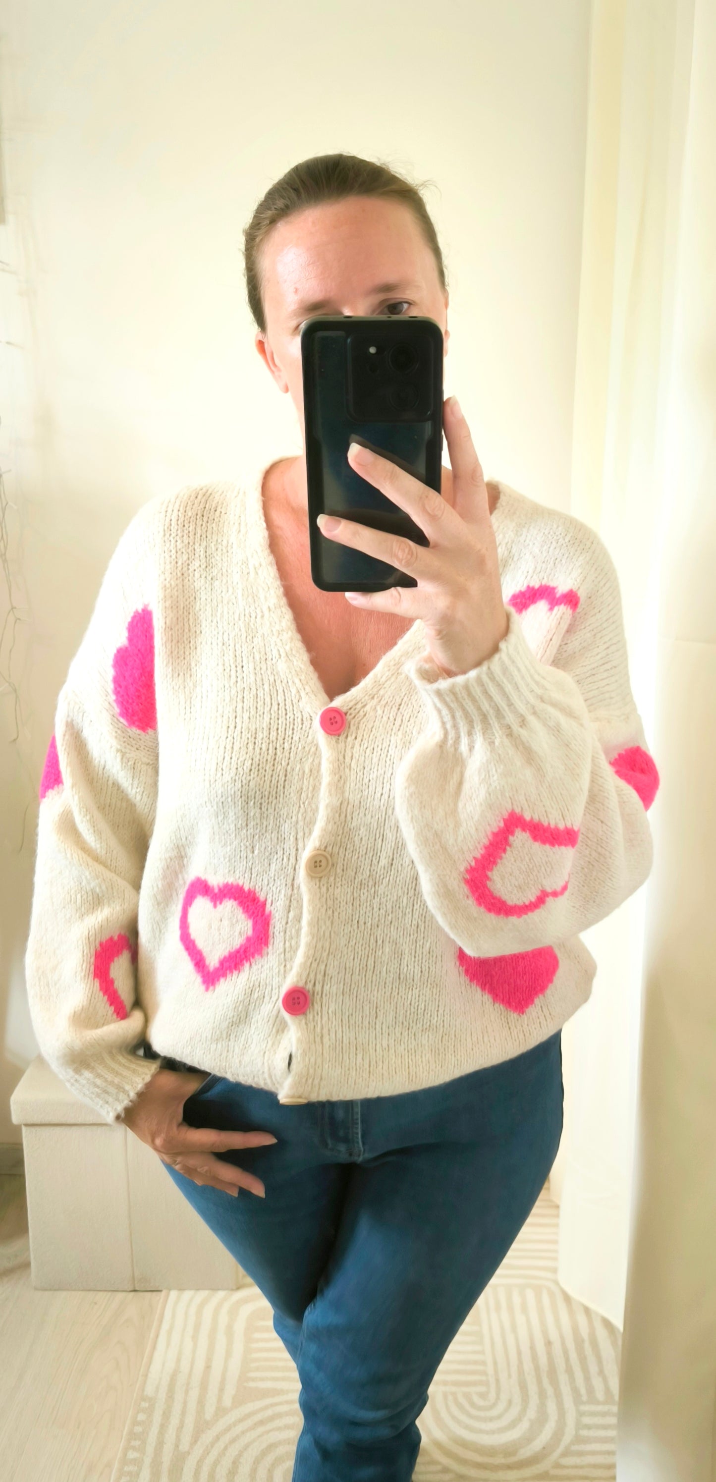 Gilet coeur rose "Flavie"