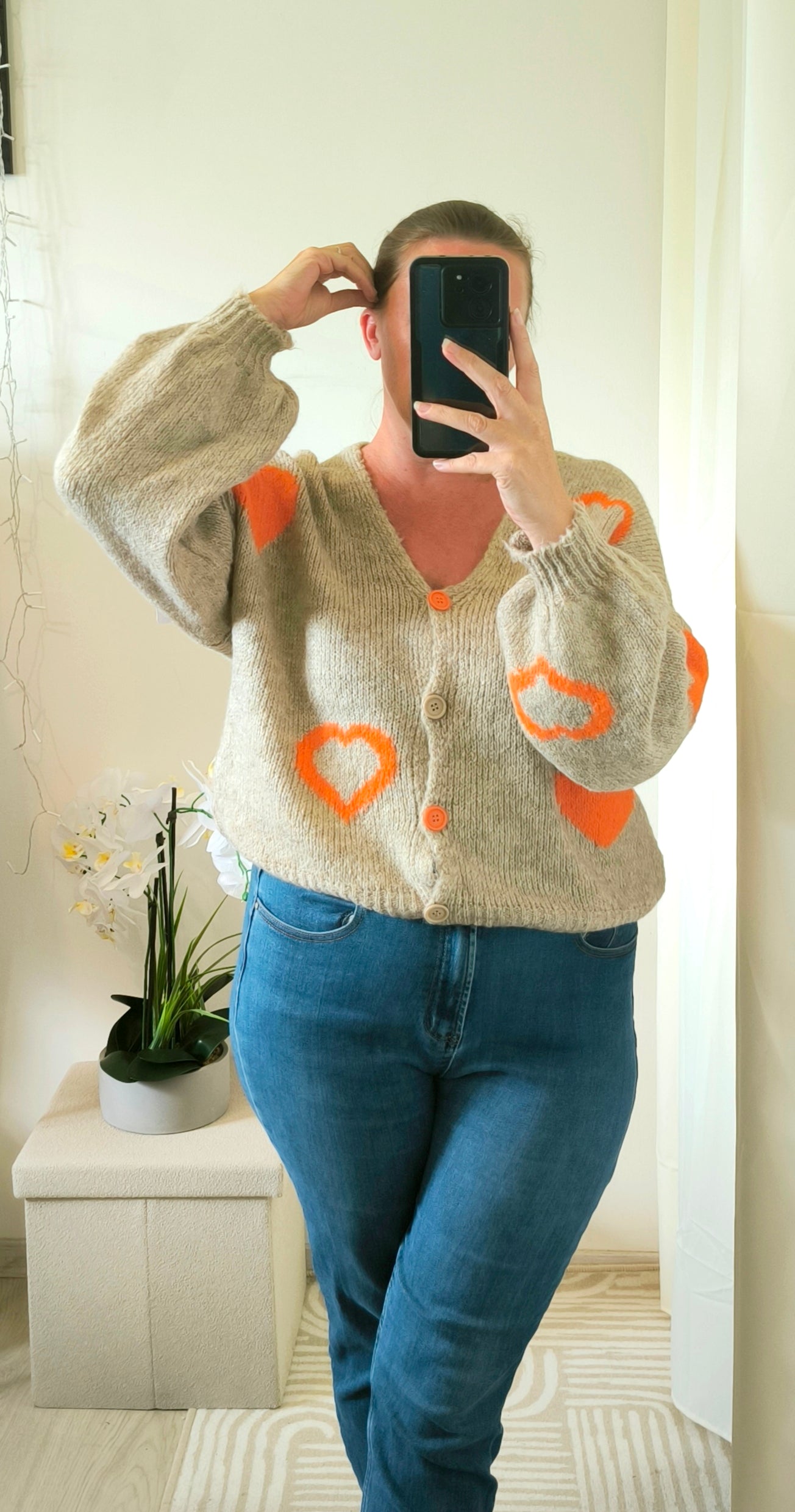 Gilet coeur orange "Flavie"