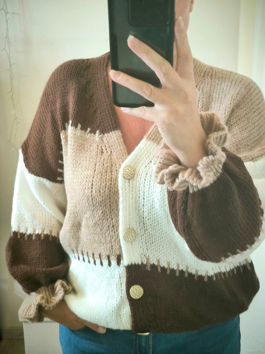 Gilet 3 couleurs Marron "Charlotte"