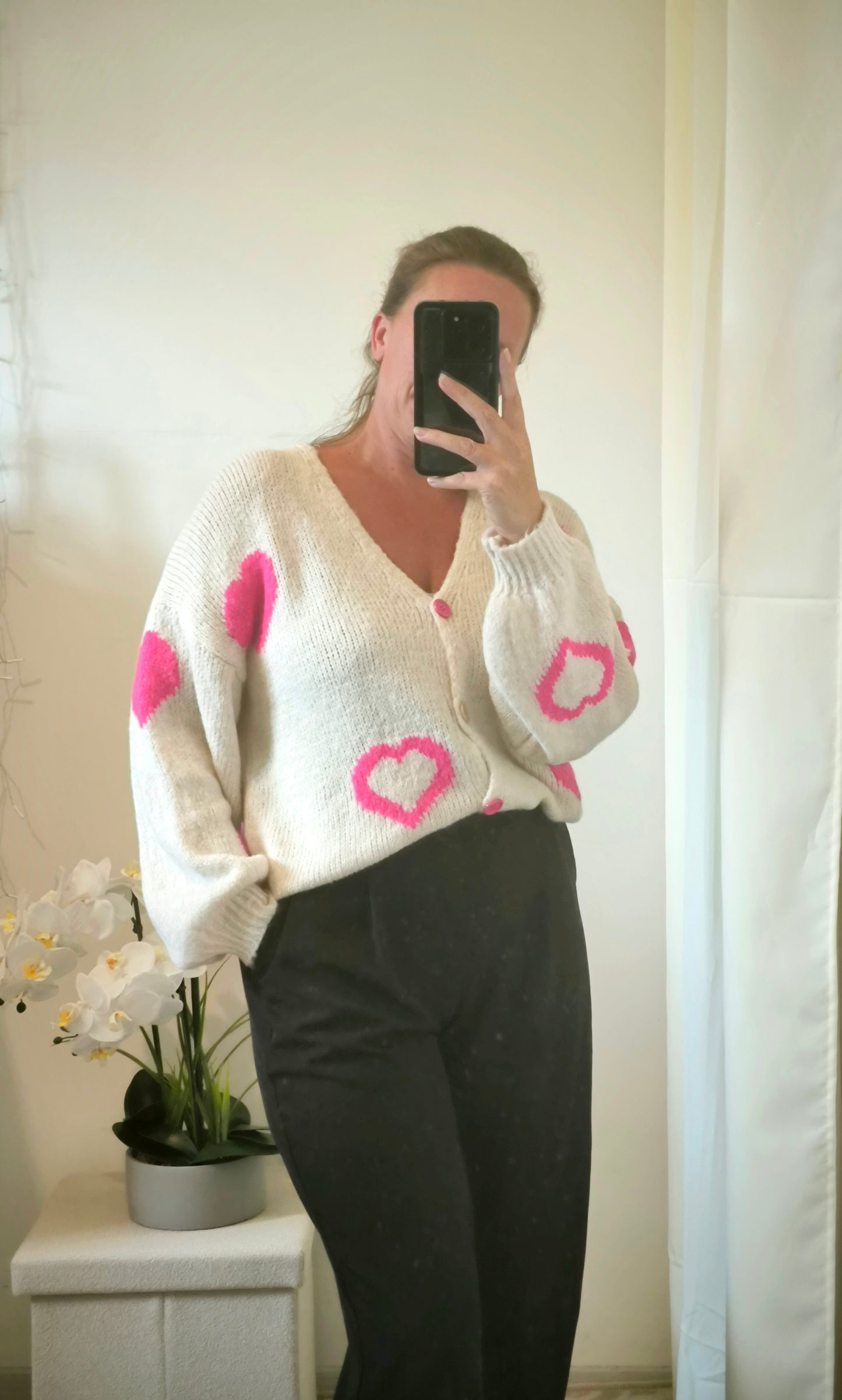 Gilet coeur rose "Flavie"