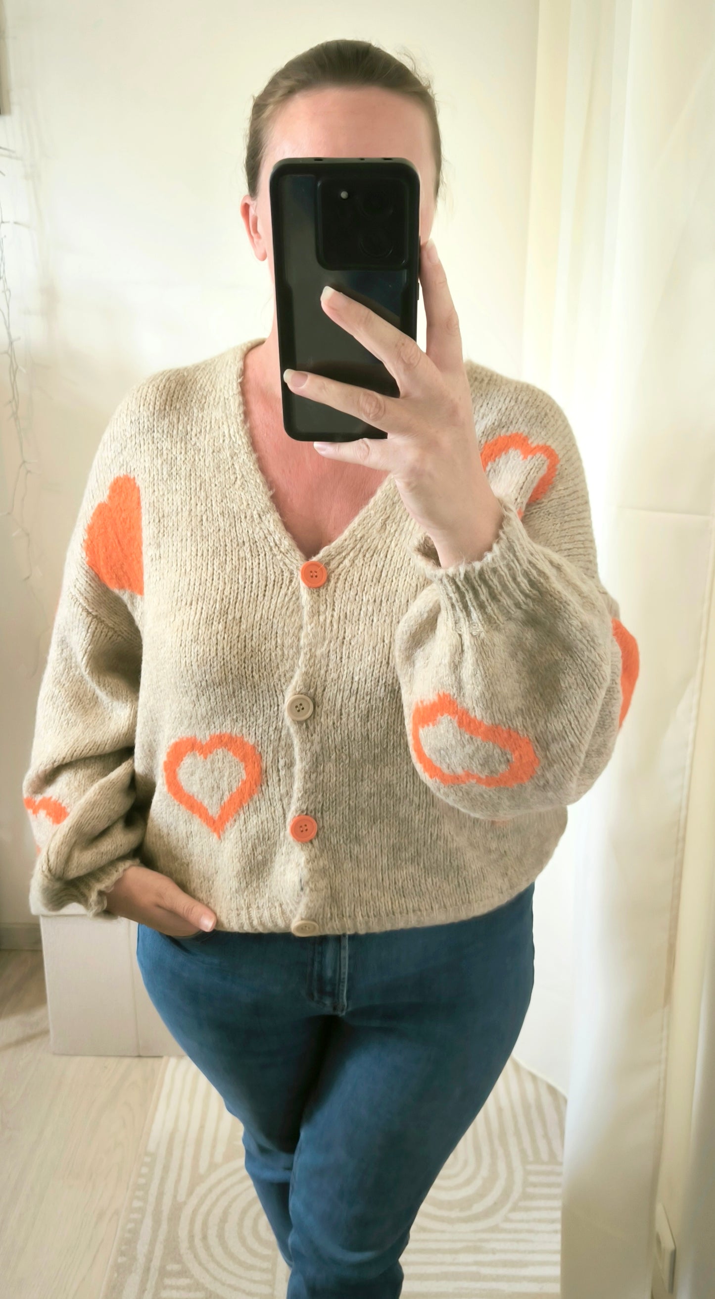 Gilet coeur orange "Flavie"