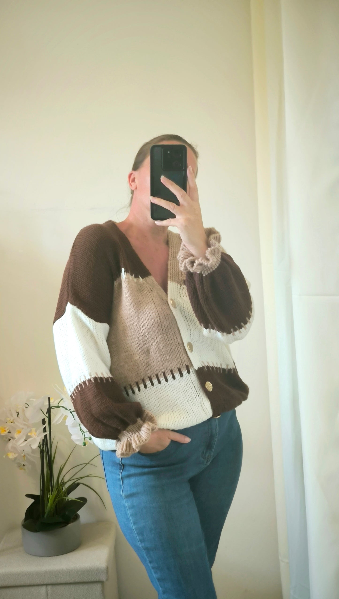 Gilet 3 couleurs Marron "Charlotte"