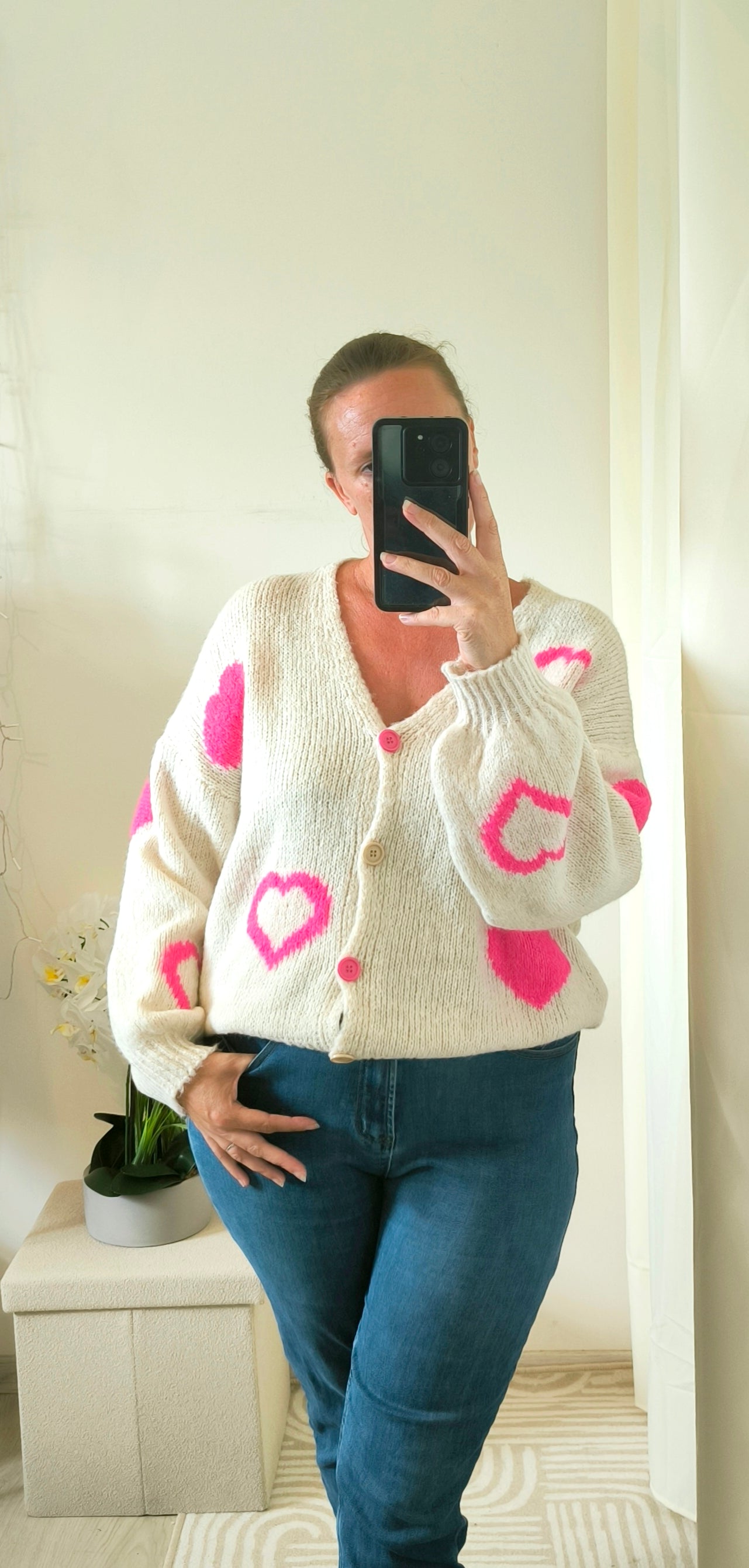 Gilet coeur rose "Flavie"