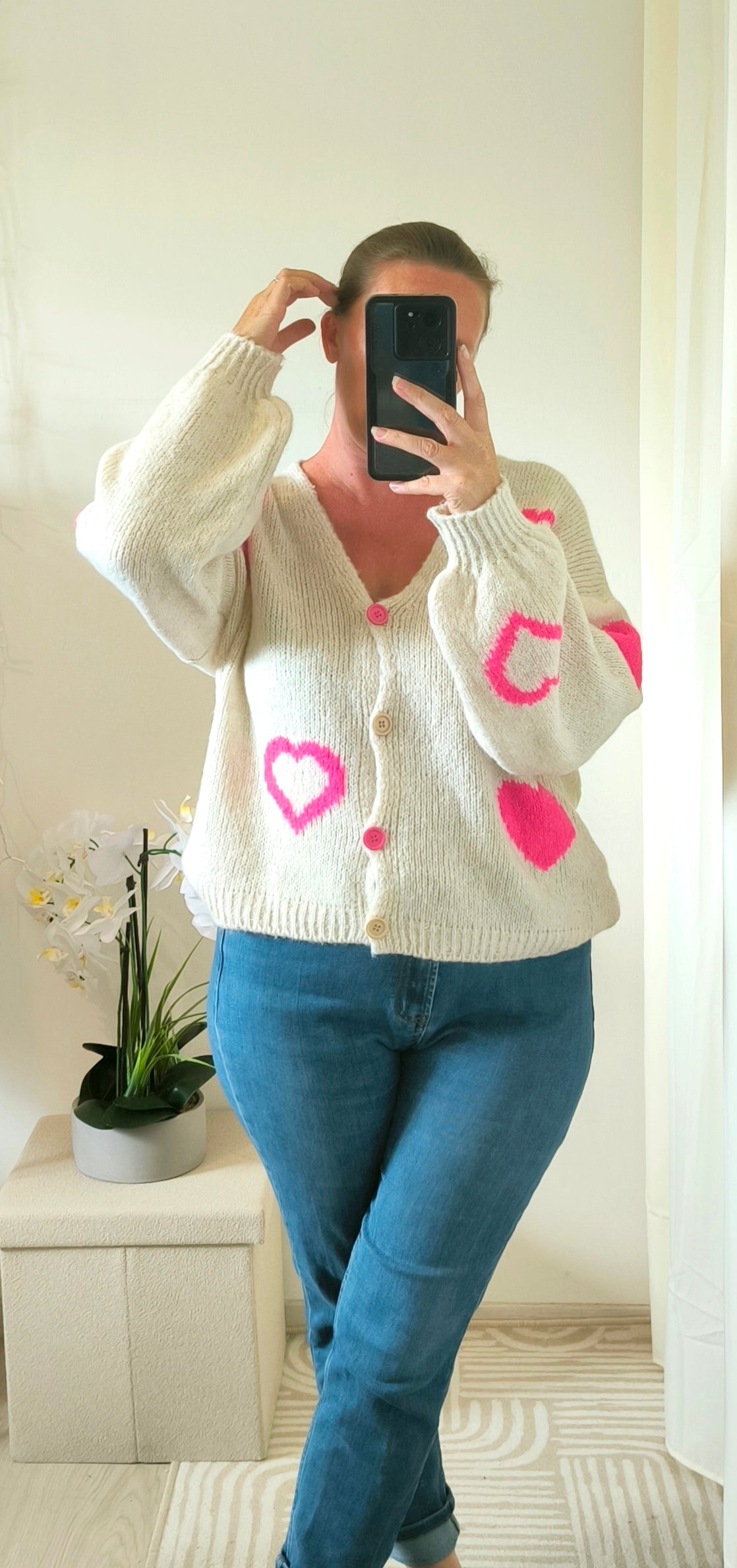 Gilet coeur rose "Flavie"