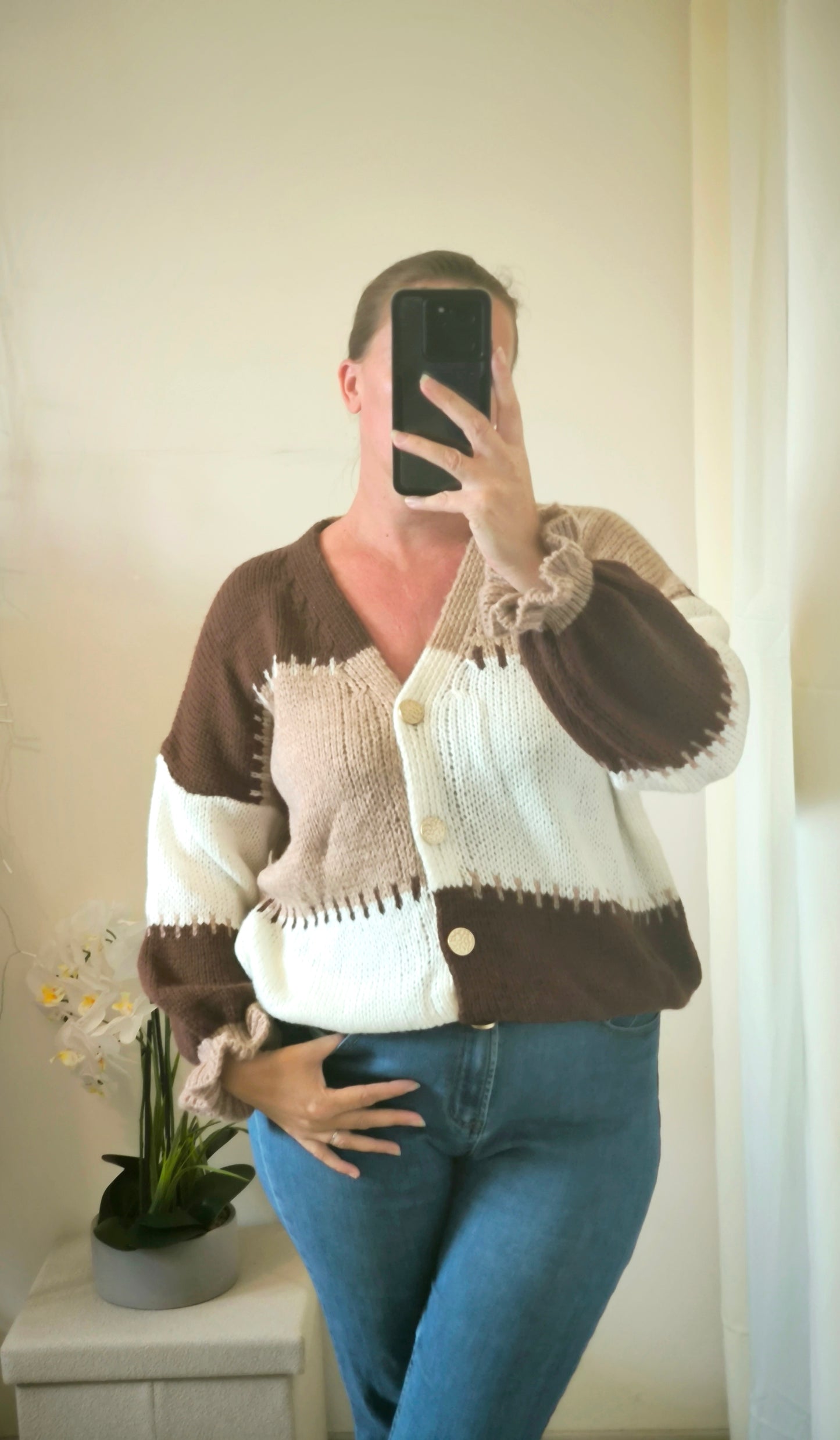 Gilet 3 couleurs Marron "Charlotte"